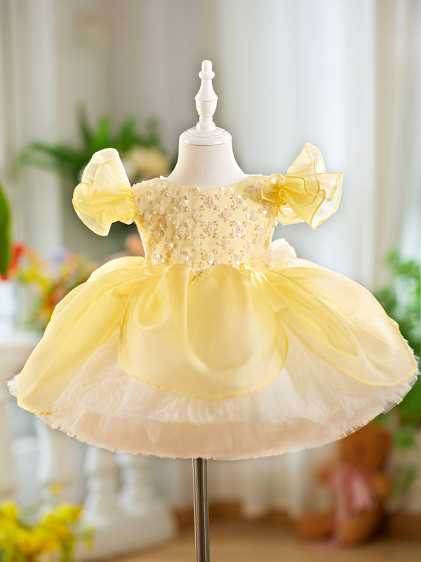 LalaMira The Soleil Yellow Sequin & Tulle Pageant Birthday Dress for Girls Yellow / 2T LalaMira The Soleil Yellow Sequin & Tulle Pageant Birthday Dress for Girls Yellow / 2T
