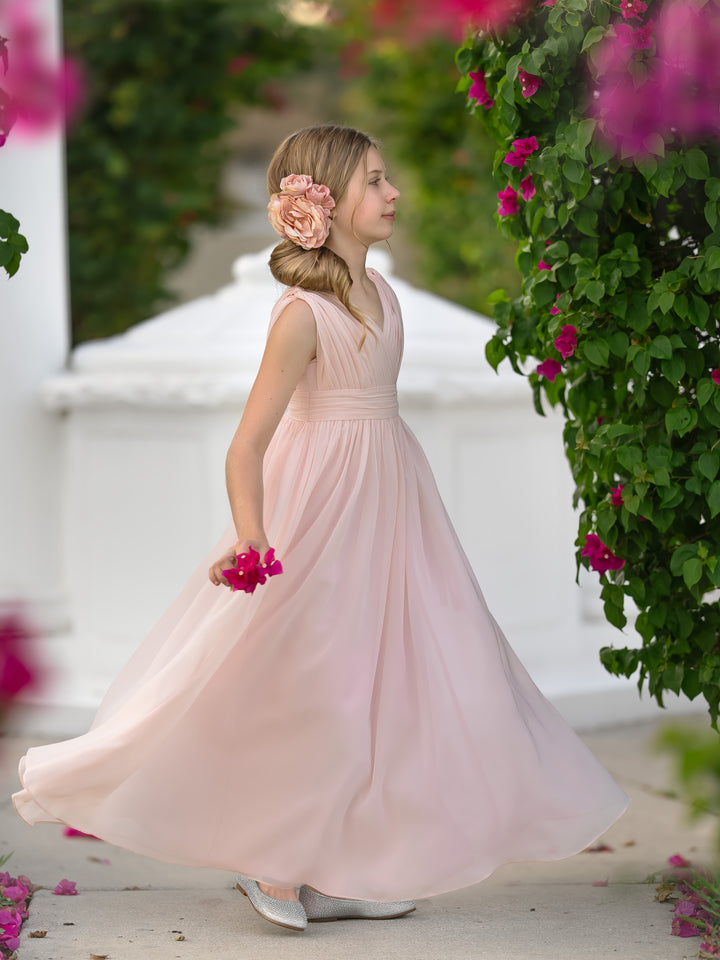 Petal / J4 Elegant Blush Pink Chiffon A-Line Dress for Junior Bridesmaid & Flower Girl