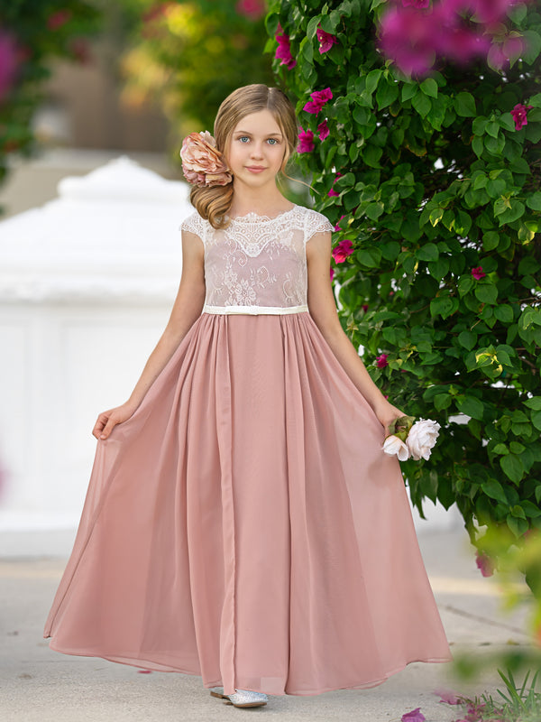 Sleeveless Floor-length Chiffon Junior Bridesmaid Dress