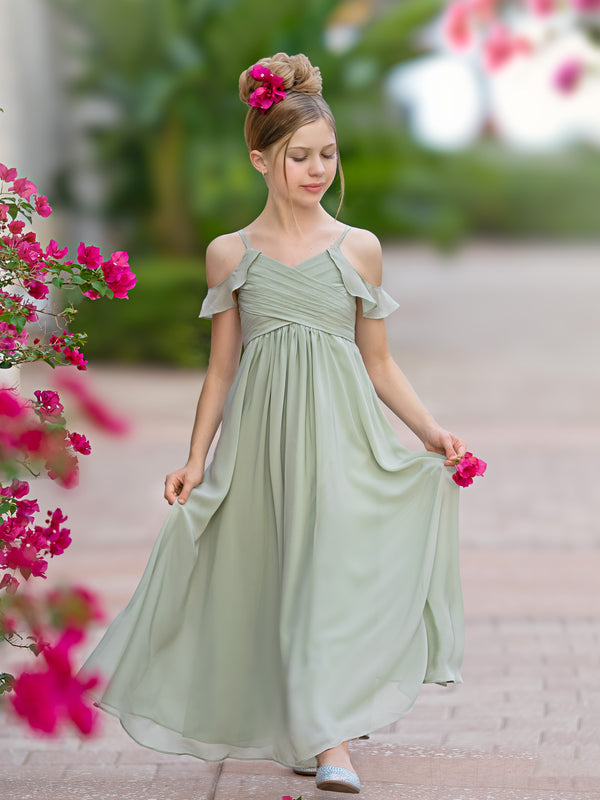 Sleeveless Floor-length Chiffon Junior Bridesmaid Dress