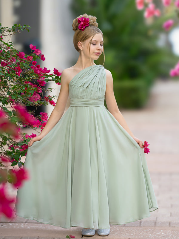 Sleeveless Floor-length Chiffon Junior Bridesmaid Dress