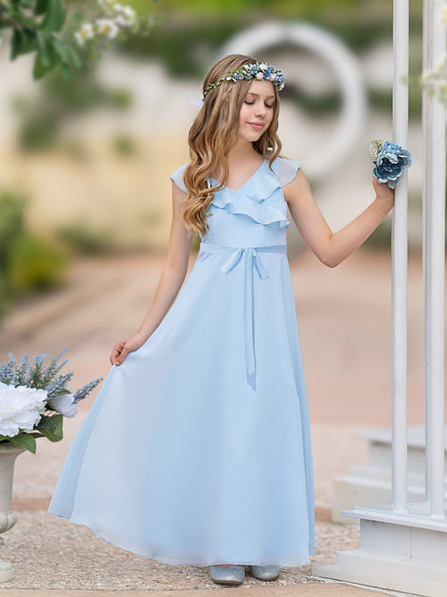bridesmaid dresses with matching junior Charming Lace Applique Scoop 3/4 Sleeves Junior Bridesmaid Dresses main image 1