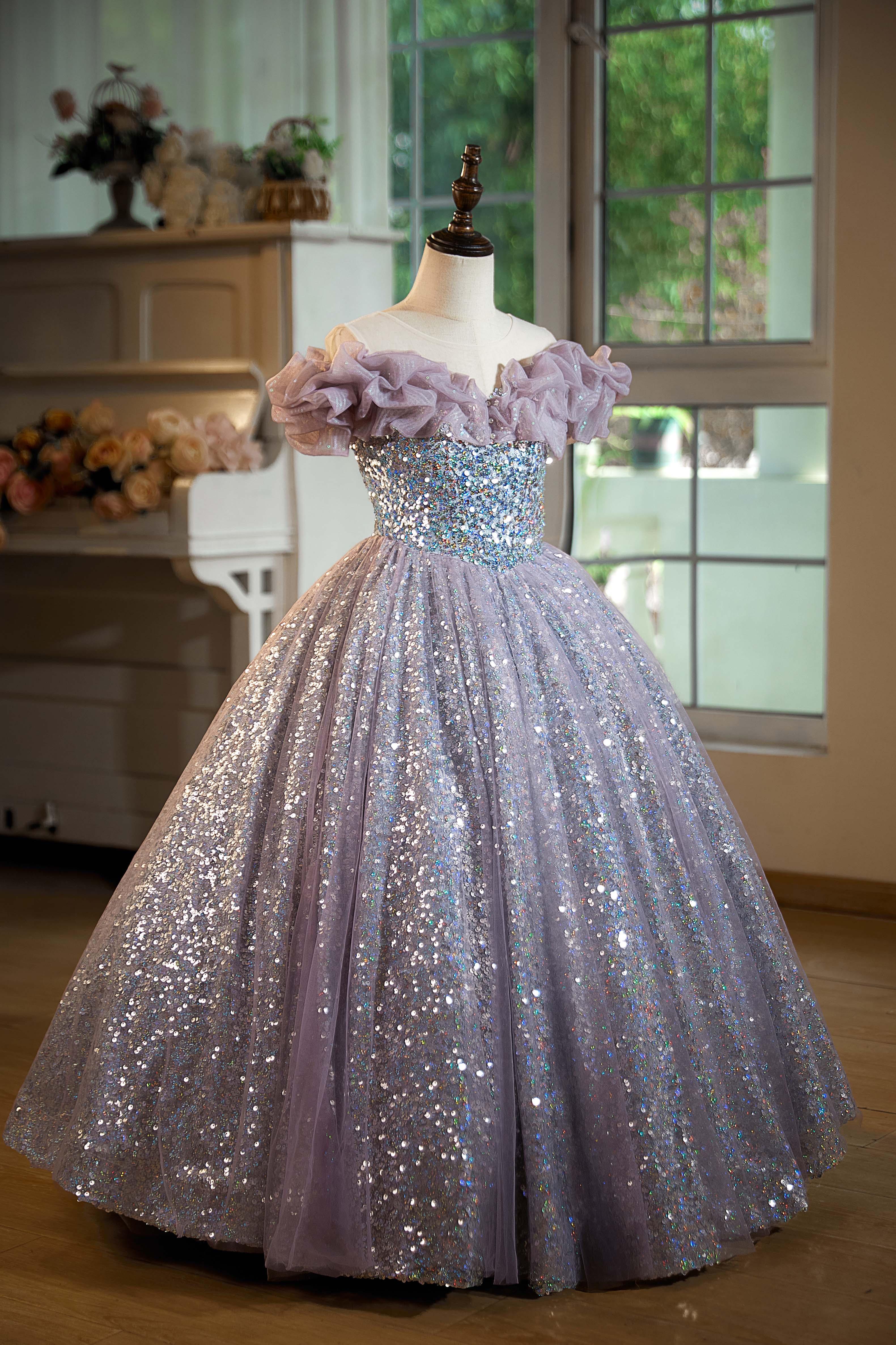 LalaMira The Thalia Lavender Sequin Ball Gown
