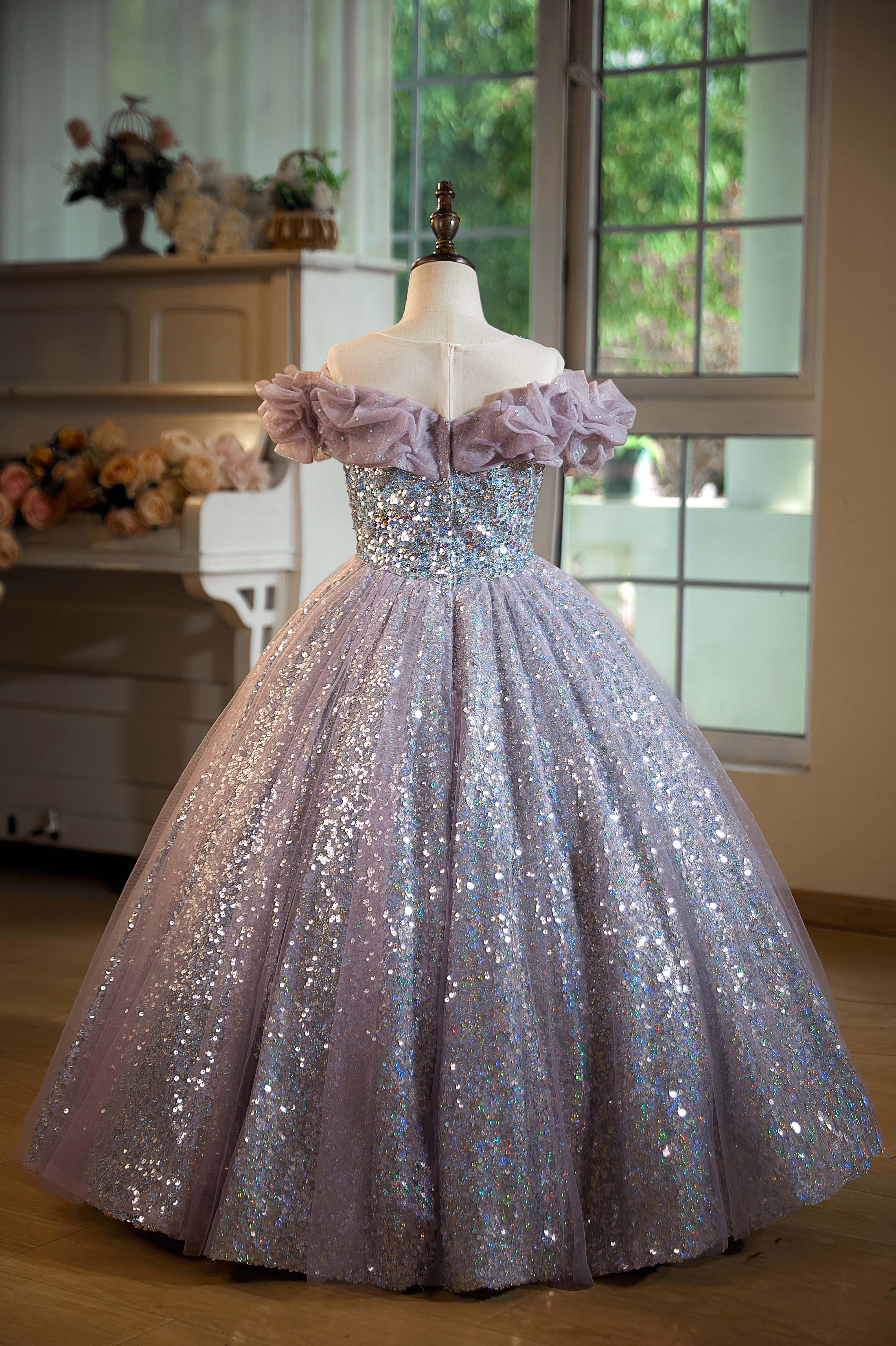 LalaMira The Thalia Lavender Sequin Ball Gown
