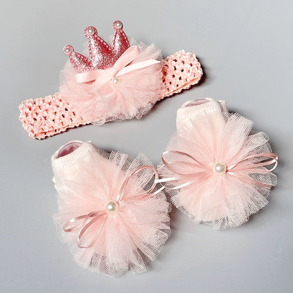 Baby Girl Princess Crown Headband and Socks Set