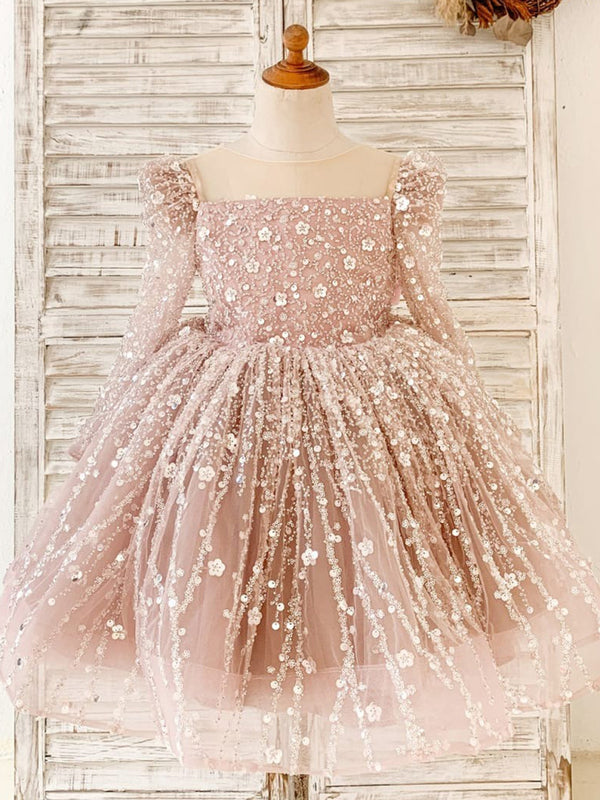 Ball-Gown/Princess Tulle Knee-length Dress (2003227609)