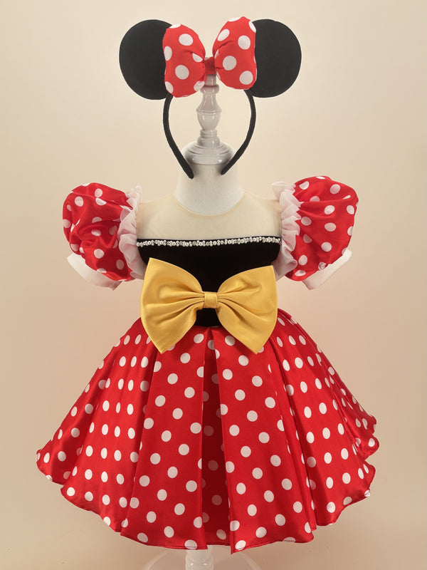 Satin Short Sleeves Knee Length First Birthday Dress Princess-Inspired / Disney Theme