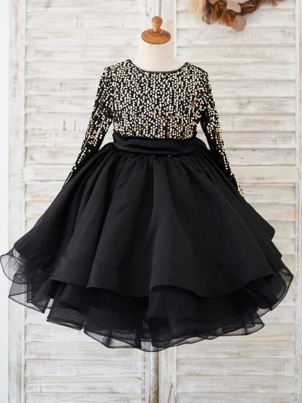 Sequins Knee-length Black Dress (2003227634)