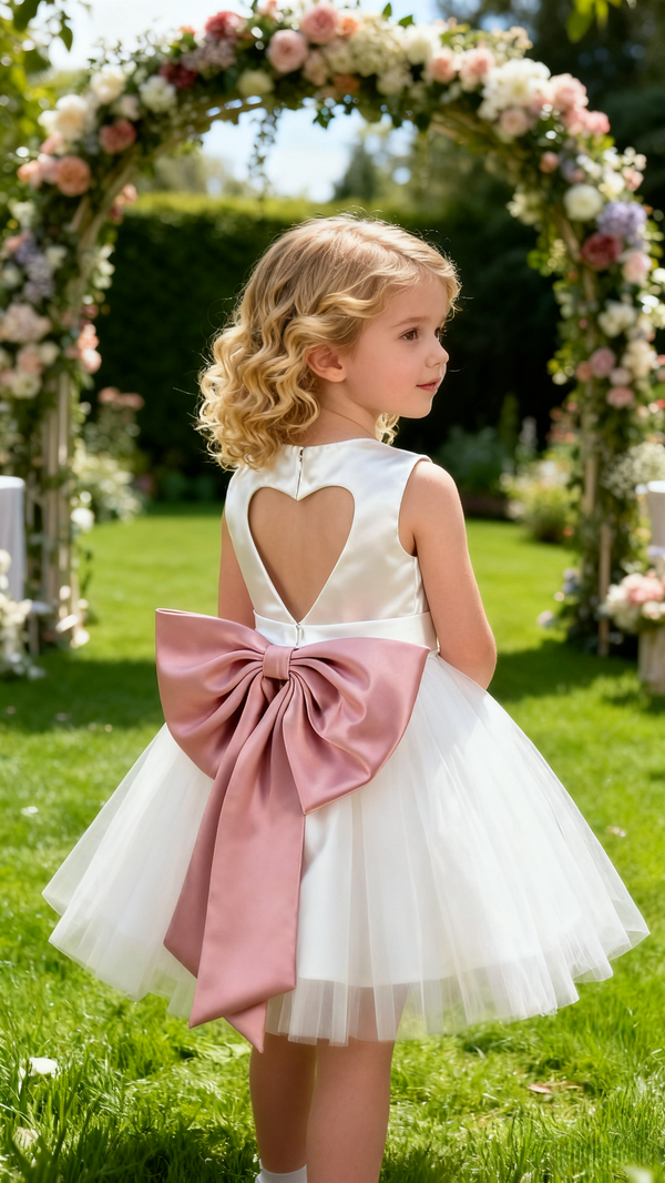 Satin Sleeveless Knee Length Flower Girl Dress