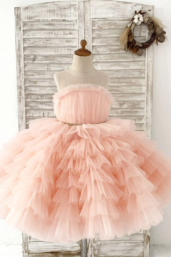 Ball-Gown/Princess Tulle Knee-length Dress (2003227676)