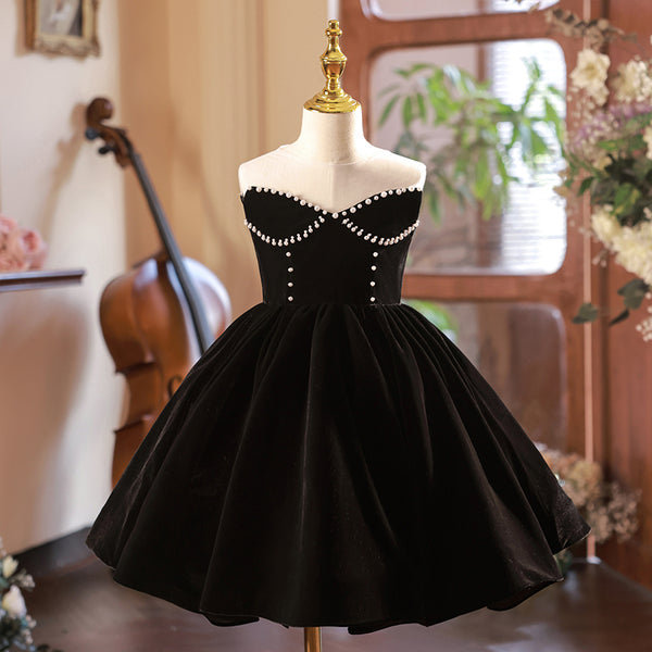 Velvet Sleeveless Knee Length First Birthday Dress