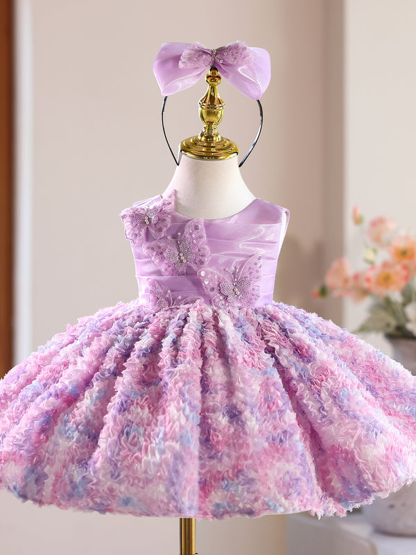 Tulle Sleeveless Knee Length First Birthday Dress