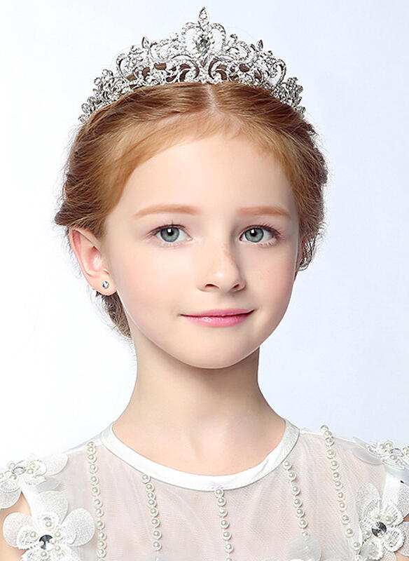 Tocado de niña de las flores plateado con diamantes de imitación para uso diario, bodas y ocasiones especiales (198225152) 