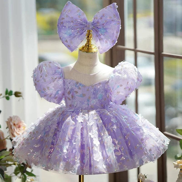 Knee-length Sleeveless Baby Girl Birthday Dress Floral Garden
