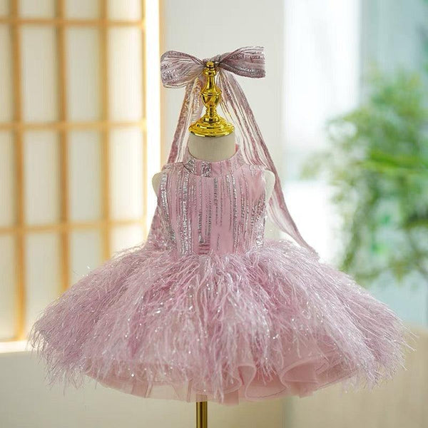 Champagne 1st Birthday Baby Girl Dress Pink & Gold Glam