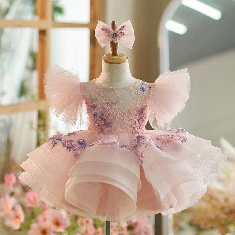 Cap Sleeves Knee-length Baby Girl Dress