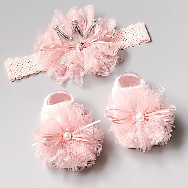 Baby Girl Princess Crown Headband and Socks Set