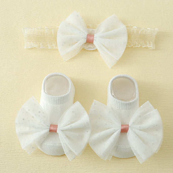 Baby Girl Princess Crown Headband and Socks Set White Pot