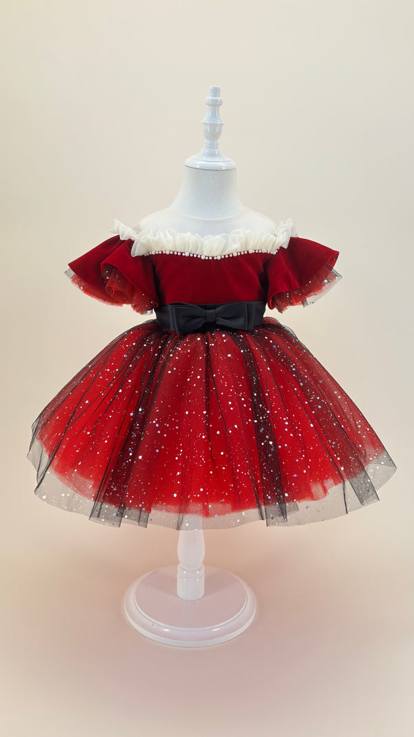 Sleeveless Knee-length Baby First Birthday Dress Christmas Party