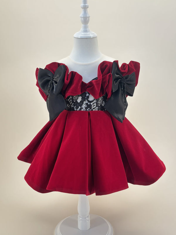 Sleeveless Knee-length Baby First Birthday Dress Christmas Party