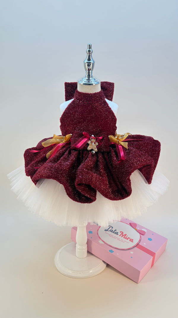 Sleeveless Knee-length Baby First Birthday Dress Christmas Party