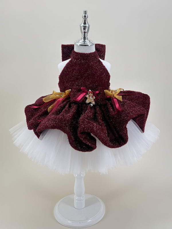 Sleeveless Knee-length Baby First Birthday Dress Christmas Party