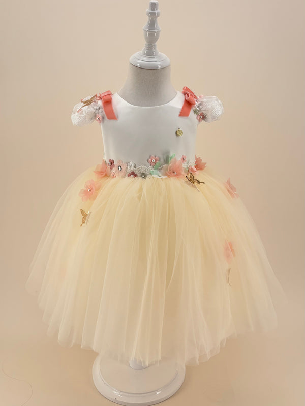 Sleeveless Knee-length Baby First Birthday Dress Floral Garden