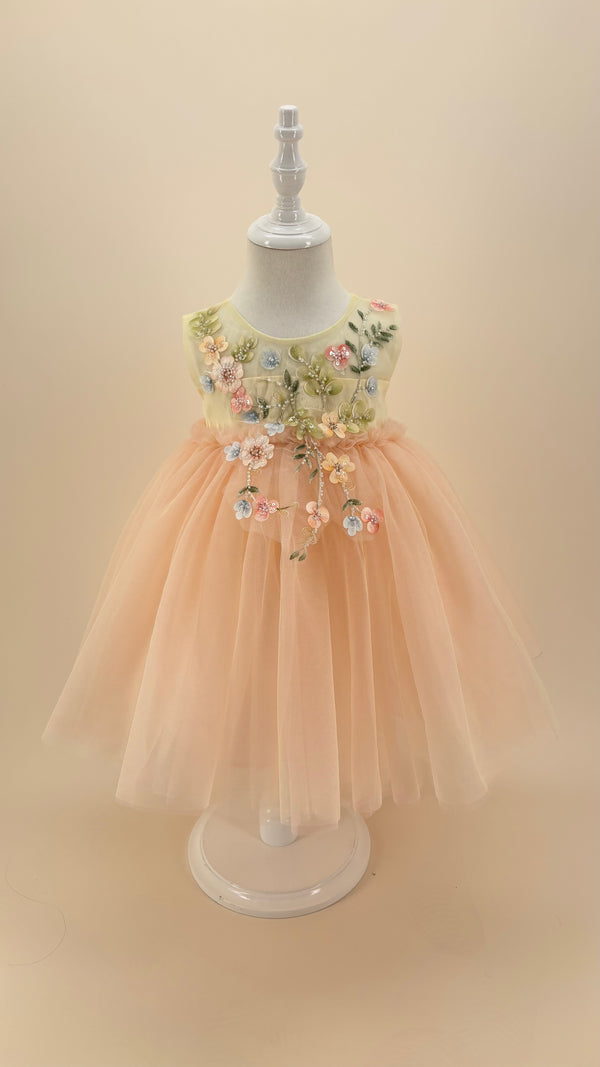 Sleeveless Knee-length Baby First Birthday Dress Floral Garden