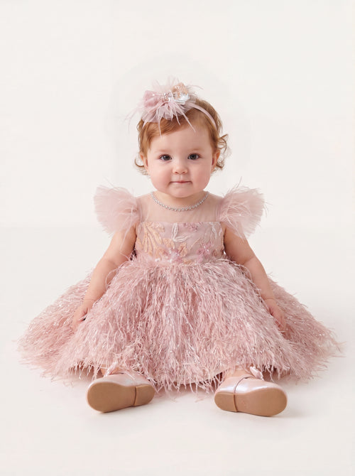 short dress with pleats Pink Floral Short Dress with Pleats