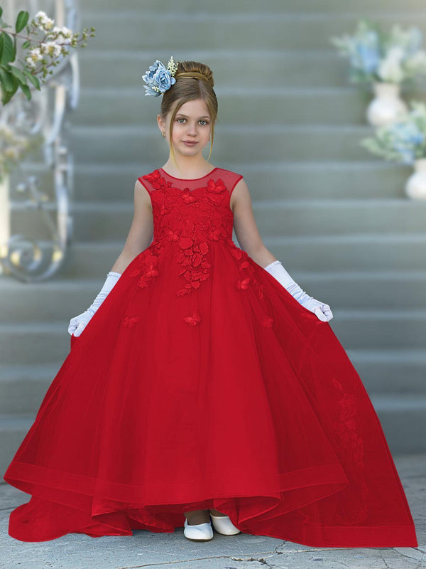 Sleeveless Sweep Train Flower Girl Dress