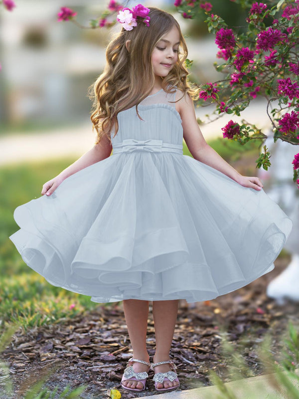 Dusty Rose Knee-length Sleeveless Flower Girl Dress